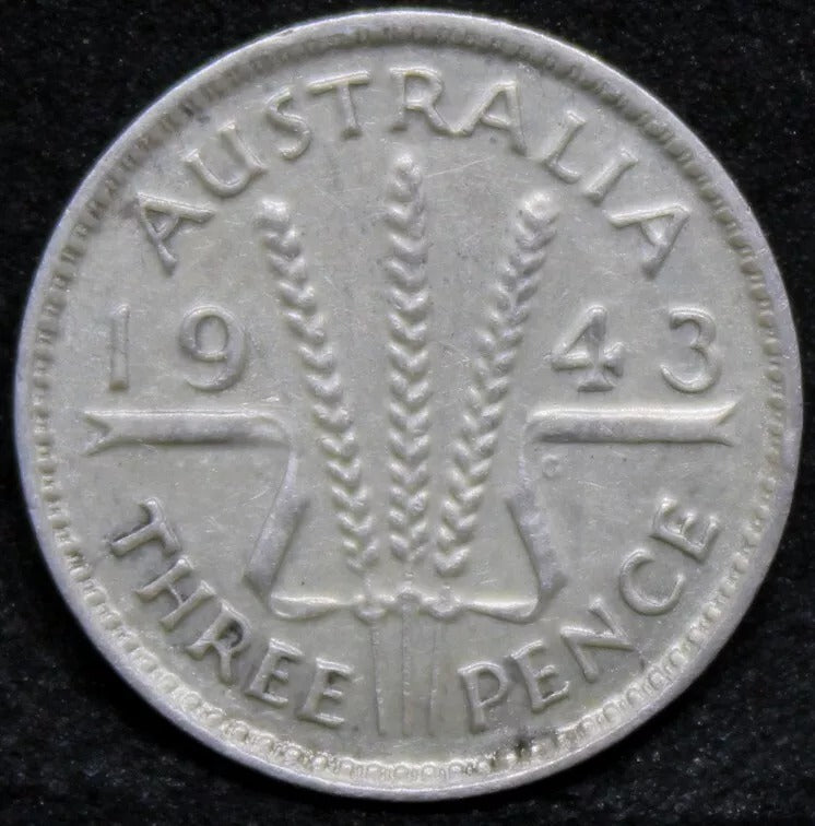 3 Pence 1943 Australia George VI. KM-37. UNC
