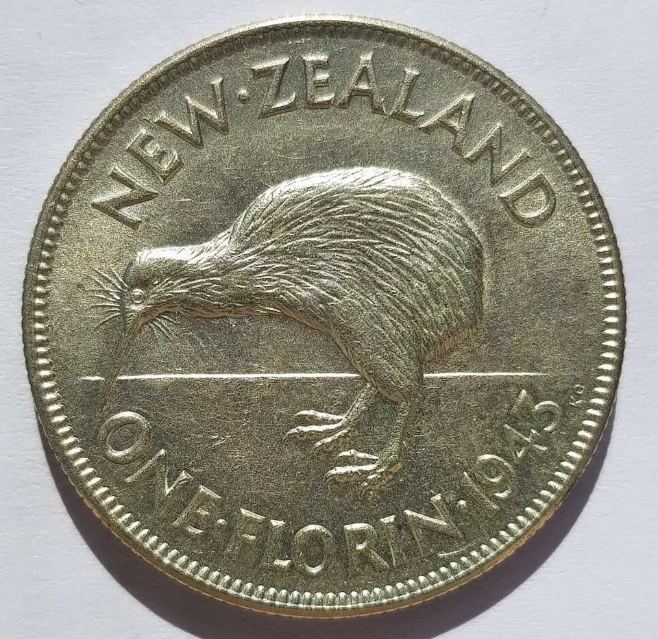 1943 Florin GEF, New Zealand, George VI, Rare