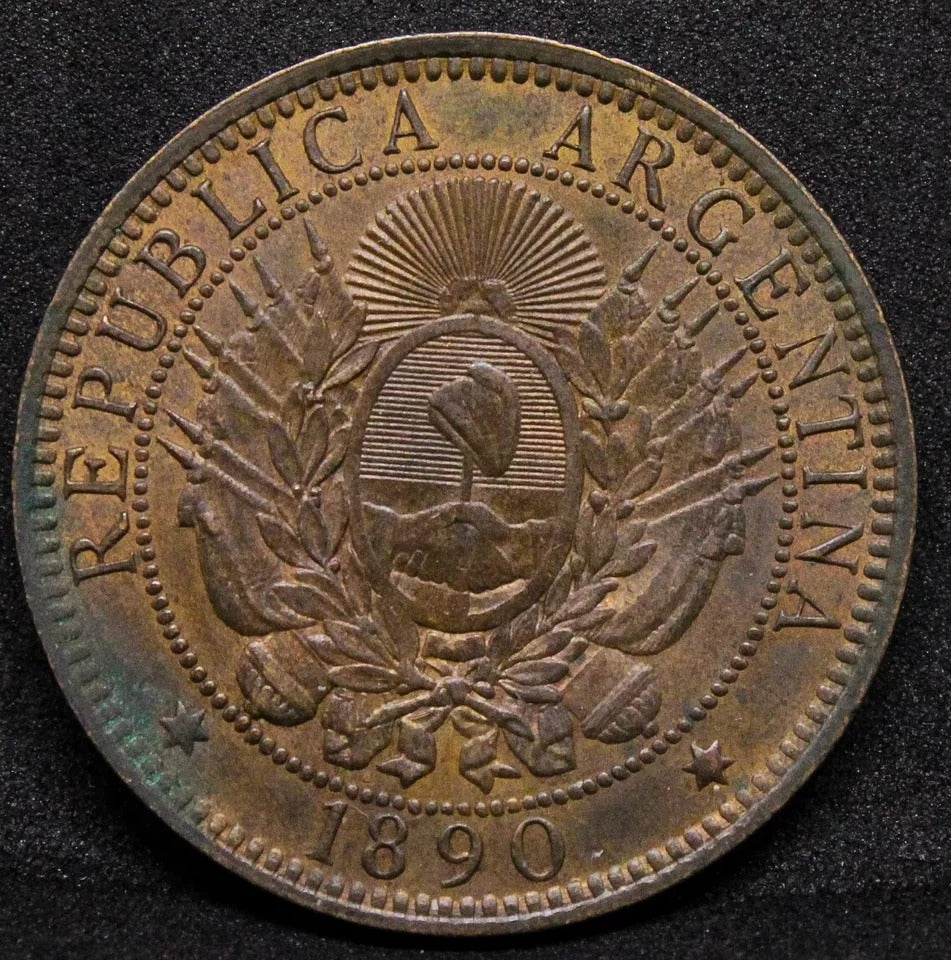 2 Centavos 1890, Argentina KM-33.