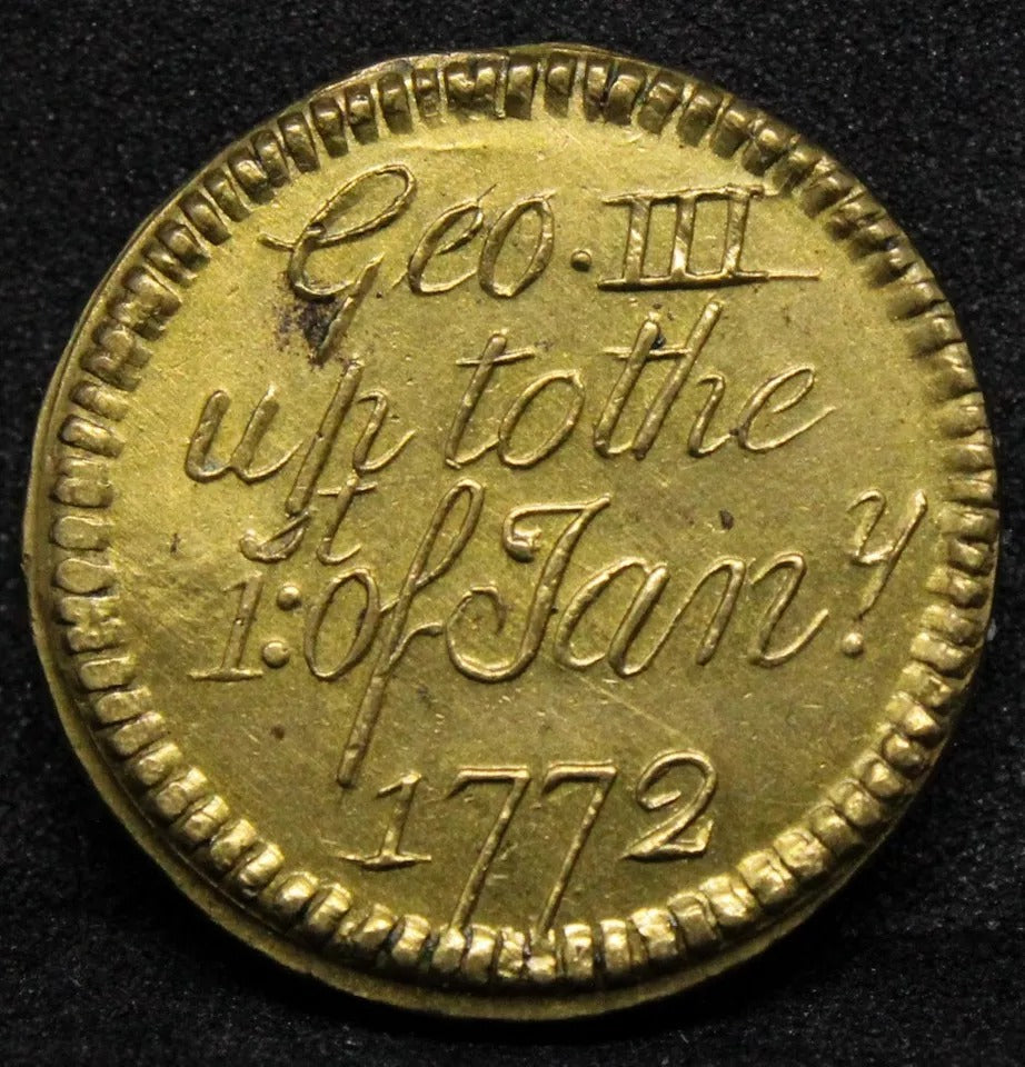 Brass Coin Weight - 1772 George III S.D. 20:6 or DwtGr. 5:6, higher grade+lustre