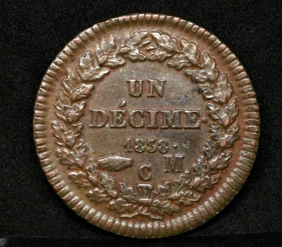 1838 M-C Decime, Monaco. King Honore V. EF. KM 97.1