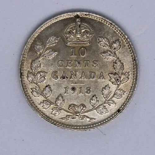 1918 Canada 10 Cents George V KM 23 UNC+ perfect condition