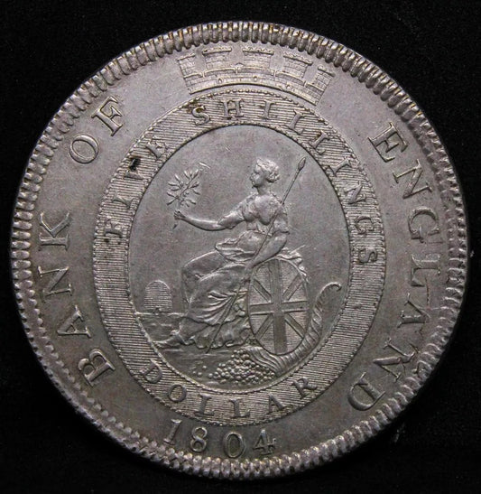 5 shillings or 1 Dollar/ 1804, Bank of England George III. S.3768. Bank Toke.n SOLD..