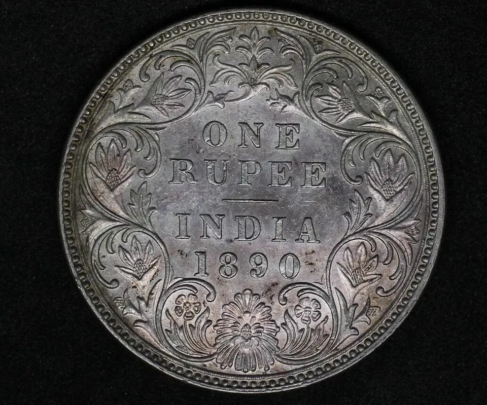 1890-B Rupee, Queen Victoria, British-India. KM-492 aUNC