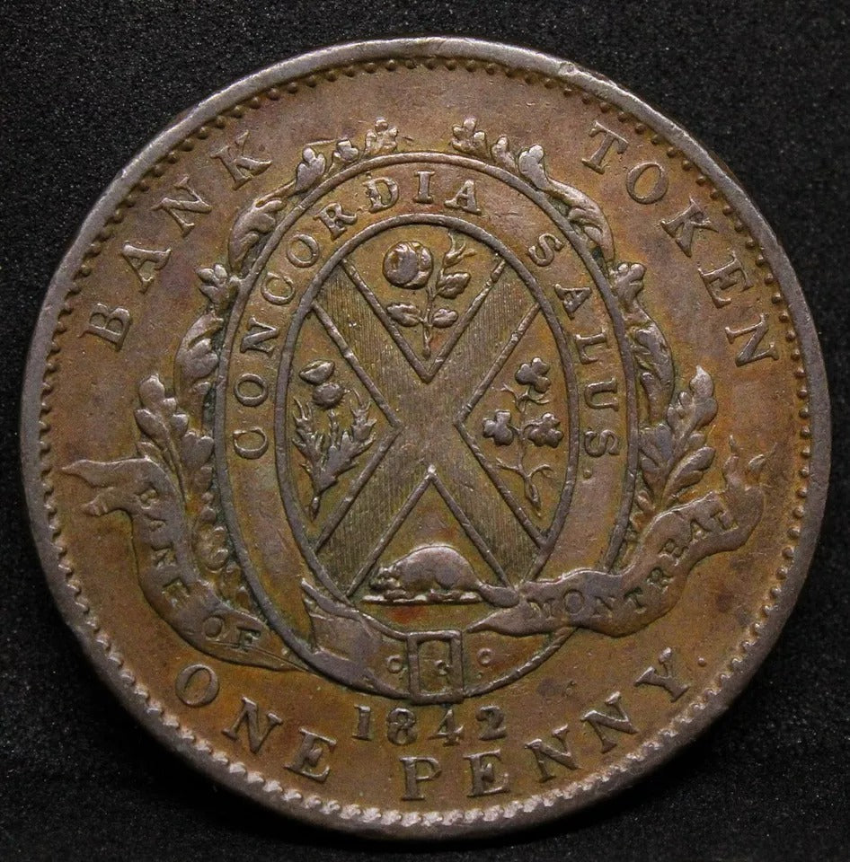 1 Penny 1842 - Montréal Bank Token Canada. CCT#:PC-2 aEF