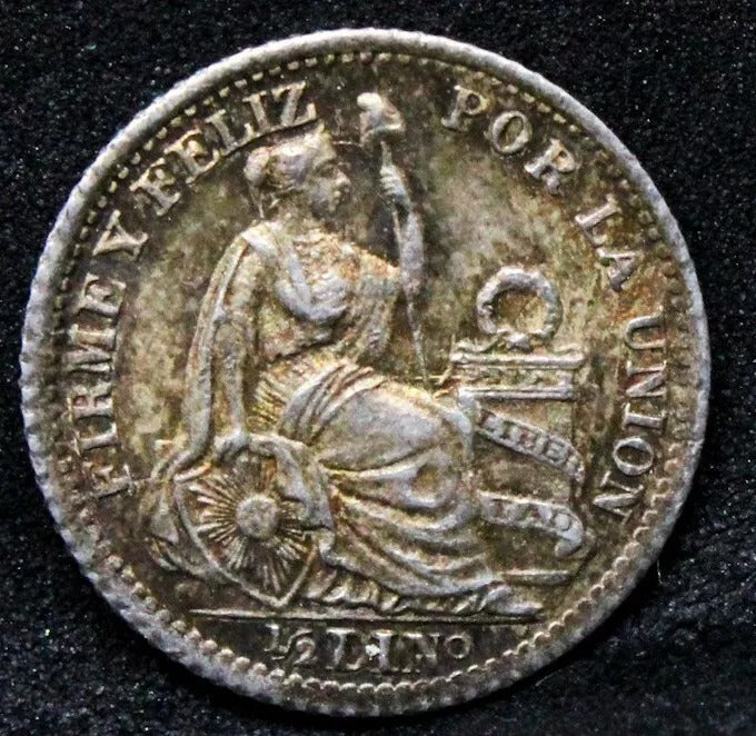 1903/803 1/2 Dinero. Peru Silver Coin. KM-206.2 UNC