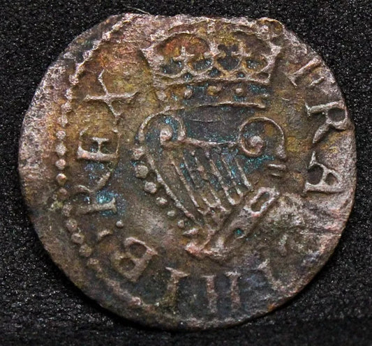 Charles Richmond Type 4 Farthing (Beaded Harp). MM: Double Rose.