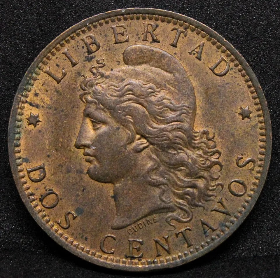 2 Centavos 1890, Argentina KM-33.
