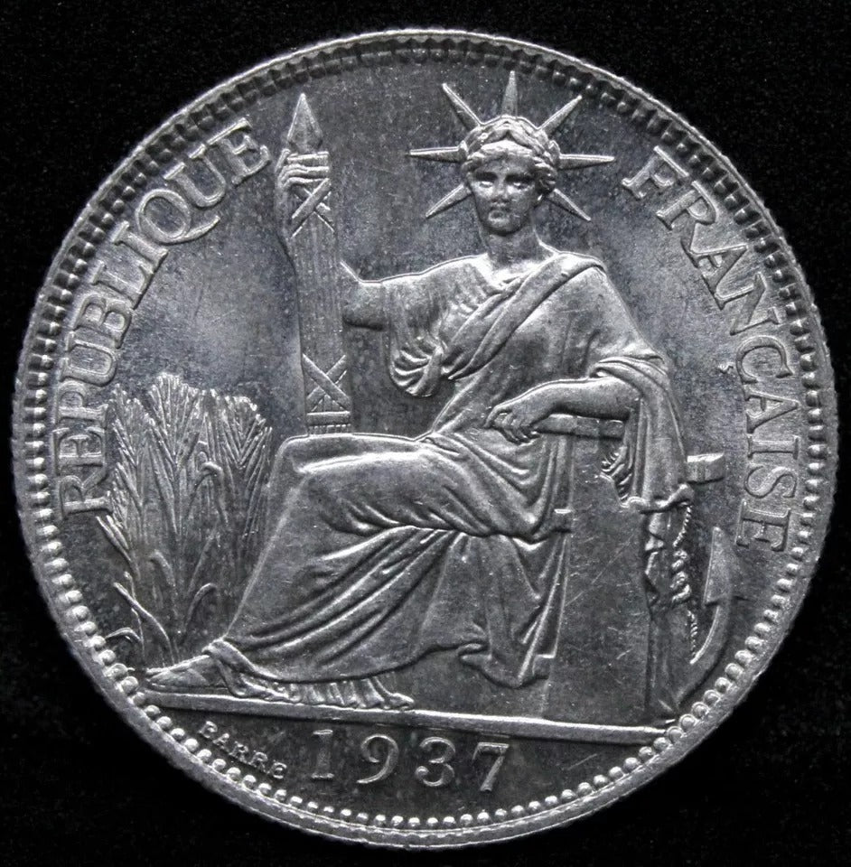1937 20 Centimes French-Indo China. KM-17.2; Lec-236. BU