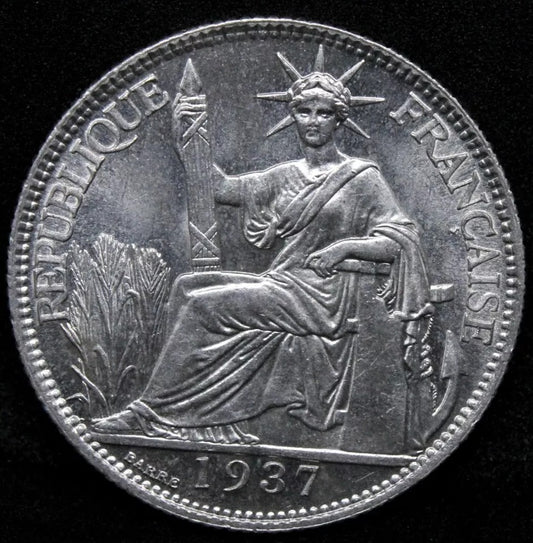 1937 20 Centimes French-Indo China. KM-17.2; Lec-236. BU