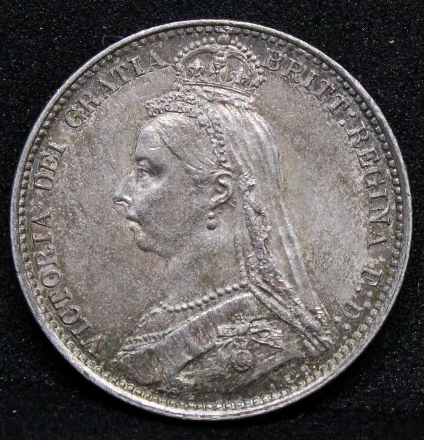 1887 6 pence , Victoria Wreath Reverse. S.3929 UNC