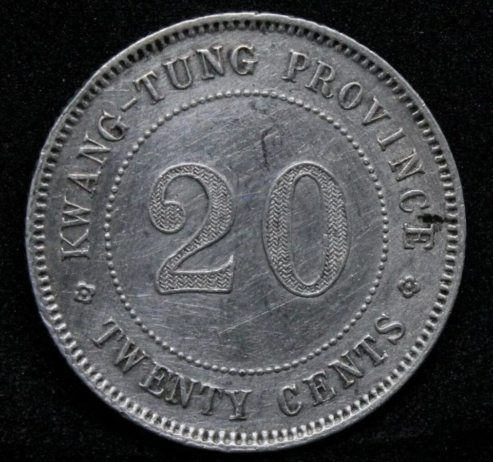 20 Cents 1914 Kwangtung China/chinese Province Y-423. UNC Cleaned