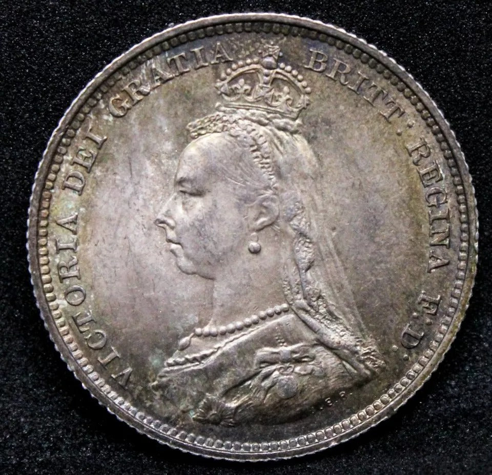 1887 Shilling, Queen Victoria UNC. Jubilee Head