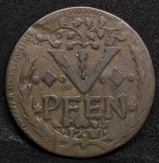 5 Pfennig 1726 IW German States OSNABRUCK KM# 186