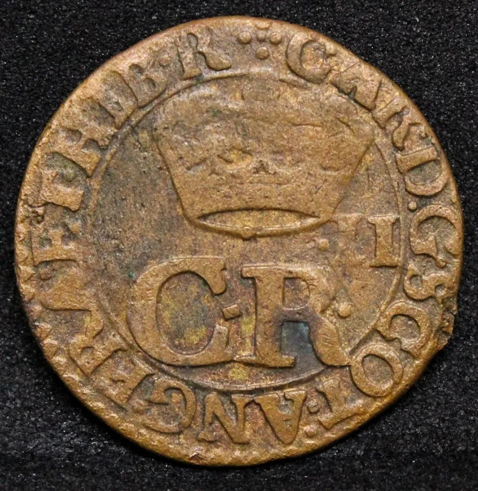 1 Turner ND (1663-1668),Charles II. Scotland Copper Coin. S.5625. GVF