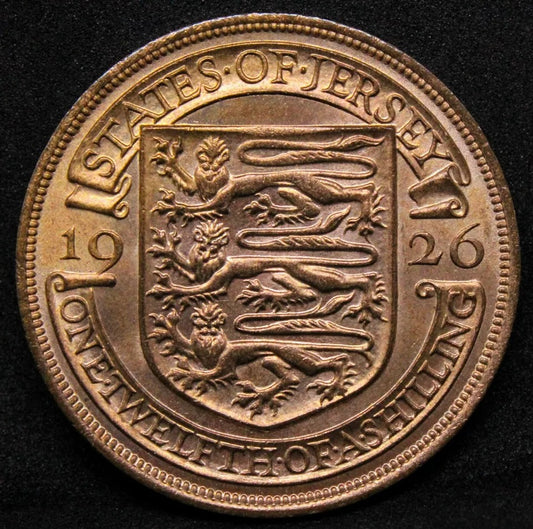 1/12 shilling (penny) 1926, Jersey King George V. KM-14. BU + lustre