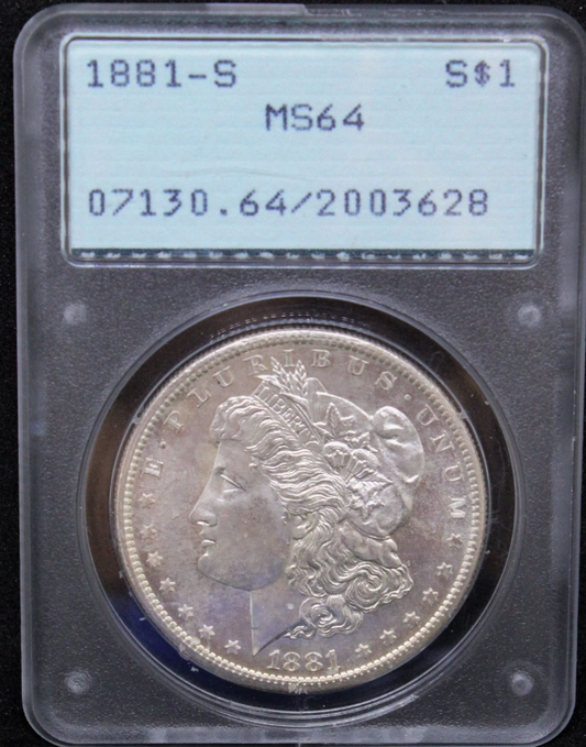 1881-S Morgan Dollar $1, United States America , U.SA . PCG.S Rattler MS64 SOLD..