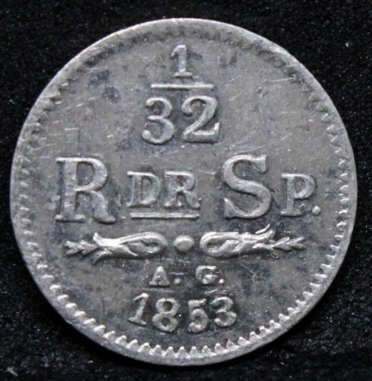 1/32 Riksdaler Specie 1853 - Oscar I. KM-681 UNC