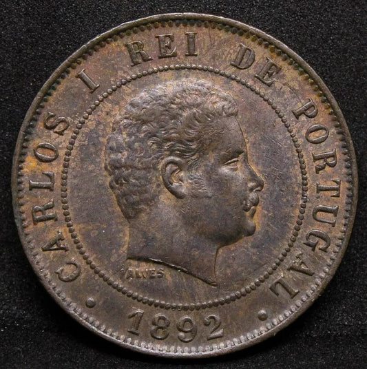 20 reis 1892, Portugal Carlos I. KM-533 UNC
