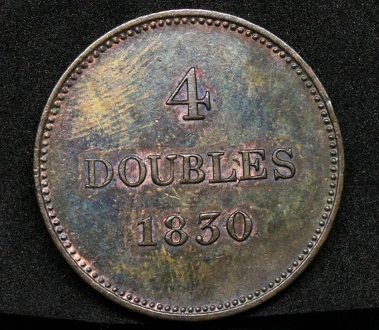 1830 4 Doubles, Guernsey. KM-2 UNC With Great Colour