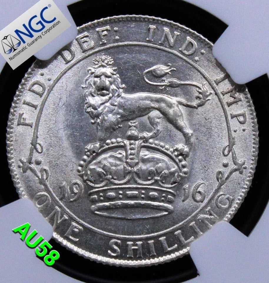 1  Shilling, 1916 George V, S.4013 NGC AU58