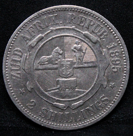 1895 2 Shillings South Africa Republic . Km-6