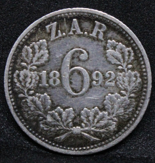 1892 6 Pence (Zuid Afrikaansche Republiek) - South Africa. KM-4
