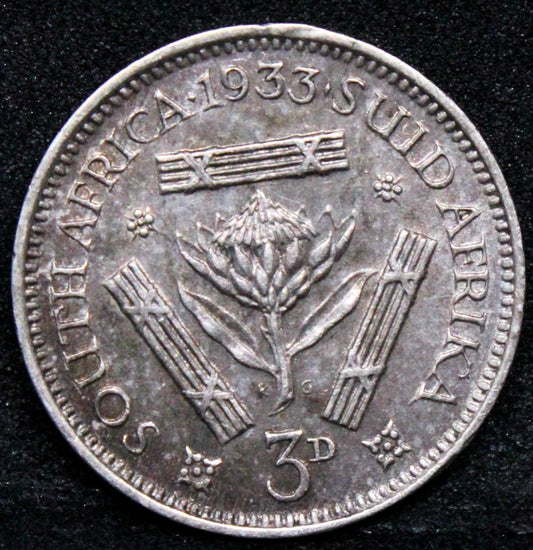 1933 3 Pence South Africa, George V. KM-15.1 VF