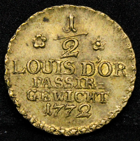 Brandenburg-Prussia Passing Weight of 1/2 Louis d'or 1772 Frederick II 1740-1786 aUNC