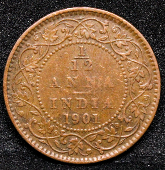 1901 1/12 Anna, British-India. Queen Victoria KM-483