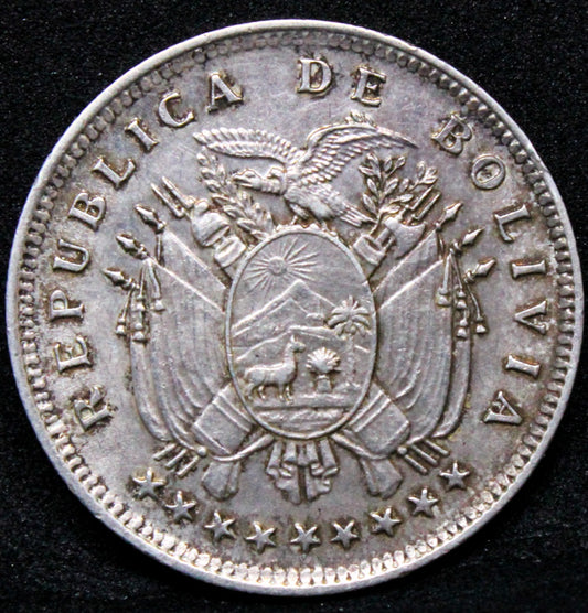 1909 bolivia 20 Centavos. KM-176. UNC