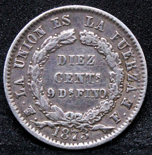 1873 10 Centavos, Bolivia. KM-158.1