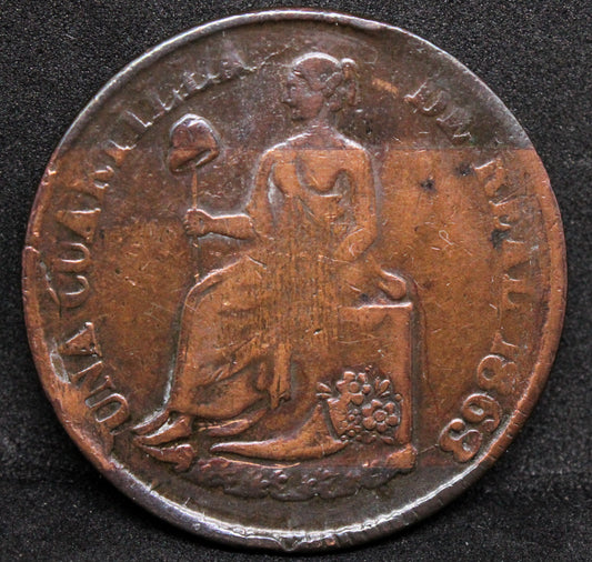 1866 ¼ Real "Quarto/Quartilla". Sinaloa. Mexico Copper. KM-363.
