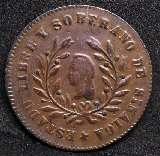 1863 ¼ Real "Quarto/Quartilla" Sonora. Mexico copper. KM-365