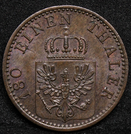 1870 -A 2 Pfennigs - William I. Prussia Copper. KM-481 UNC