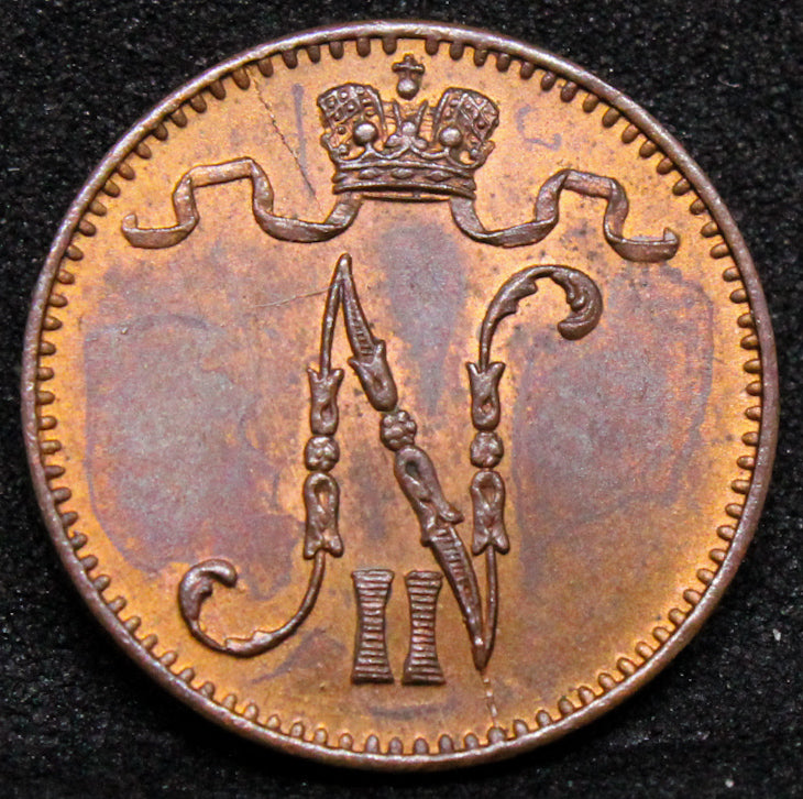 1908 Penni. Finland, Nicholas II. KM-13 UNC