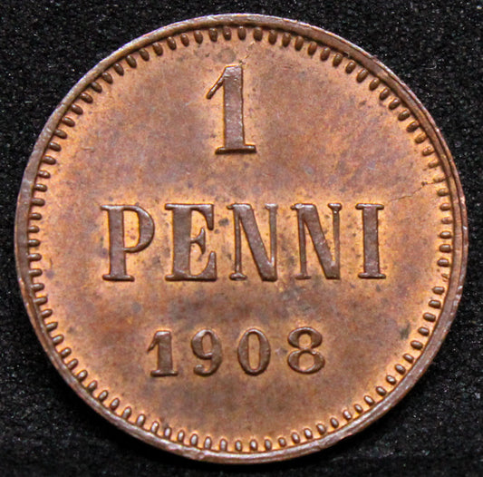 1908 Penni. Finland, Nicholas II. KM-13 UNC