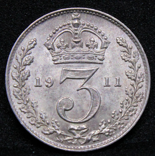 1911 3 pence, George V. S.4011 UNC