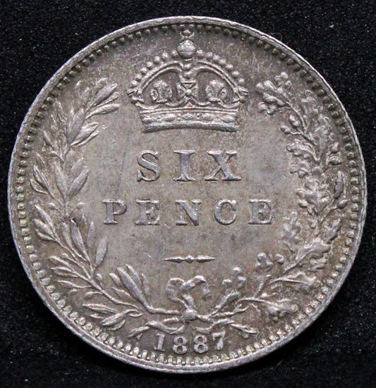 1887 jubilee six pence wreath, Queen Victoria. S.3929. BU