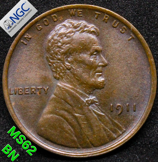1911 1 CENT USA .NGC MS 62 BN