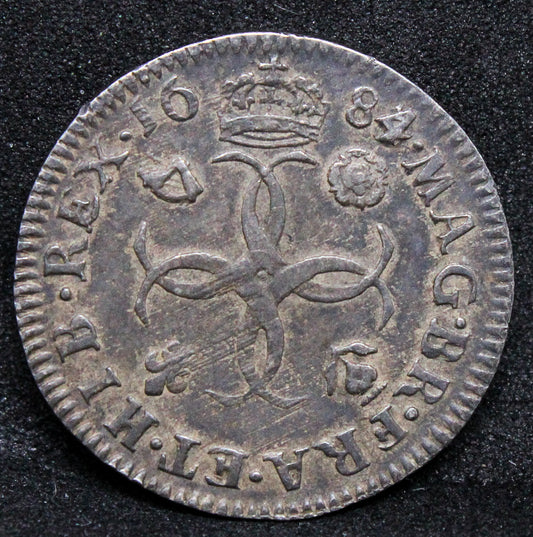 1684/3 Maundy 4 pence, Charles II. Rare overdate. S.3384