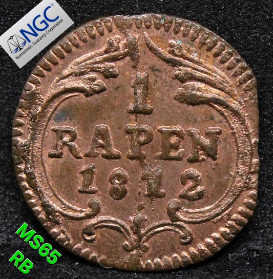1812 SWITZERLND RAPPEN SCHWYZ - "RAPEN" .NGC MS 65 RB