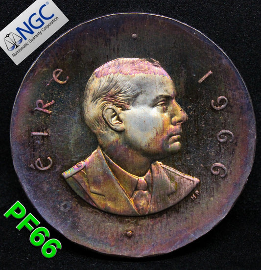 1966 IRELAND SILVER 10 SHILLINGS EASTER UPRISING PROOF .NGC PF 66
