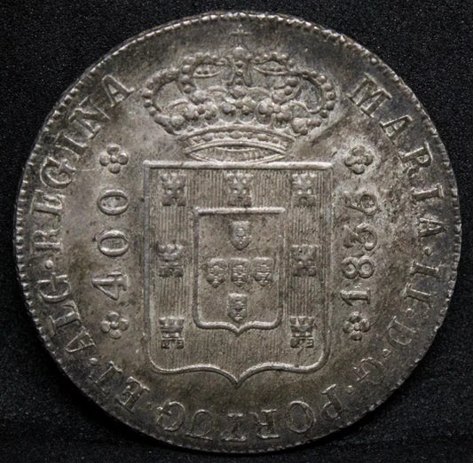400 Reis 1835, Portugal Maria II. KM-403.2 UNC