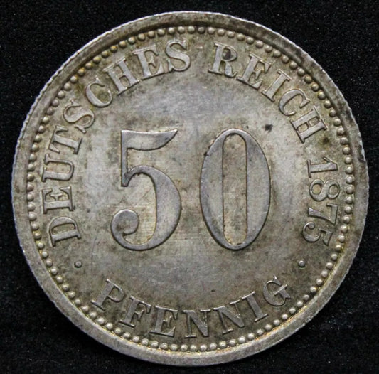 50 Pfennig 1875 -A German Empire. Wilhelm I. KM-6 UNC