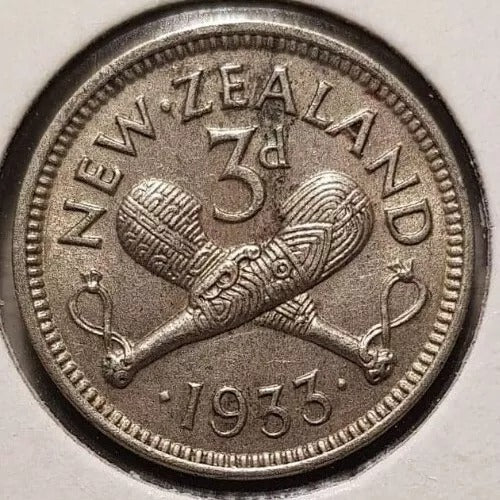 1933 Sixpence New Zealand George V UNC