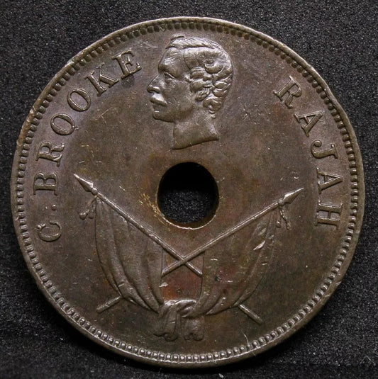1892 -H Sarawak Cent, Charles Brooke. KM-7 #2
