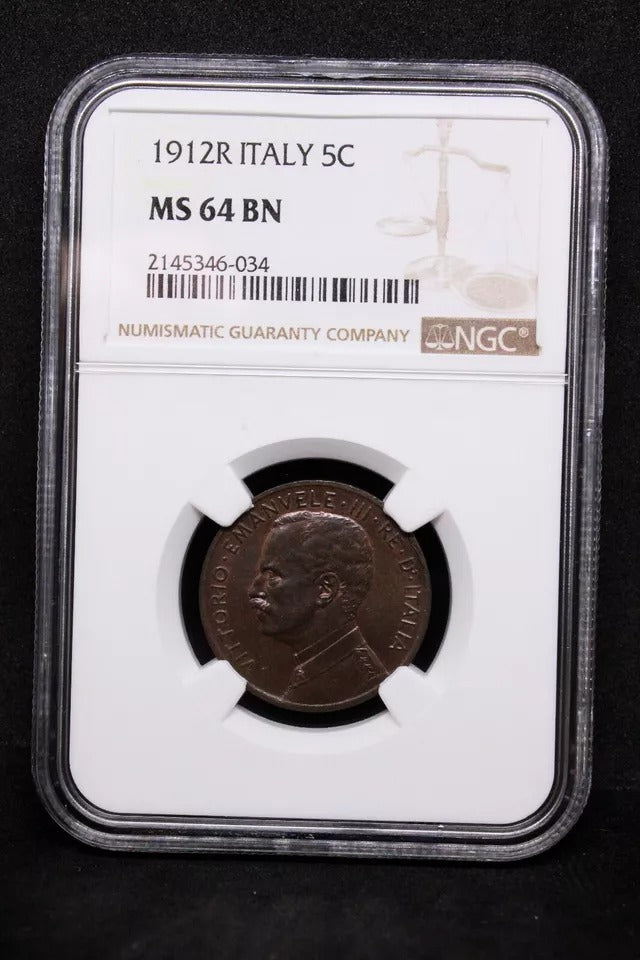 5 Centesimi 1912 -R. Italy, Vittorio Emanuele III. KM-42. BU NGC MS64BN