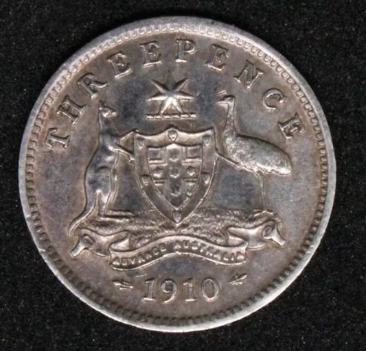 1910 Australia 3 pence UNC, Edward VII #2