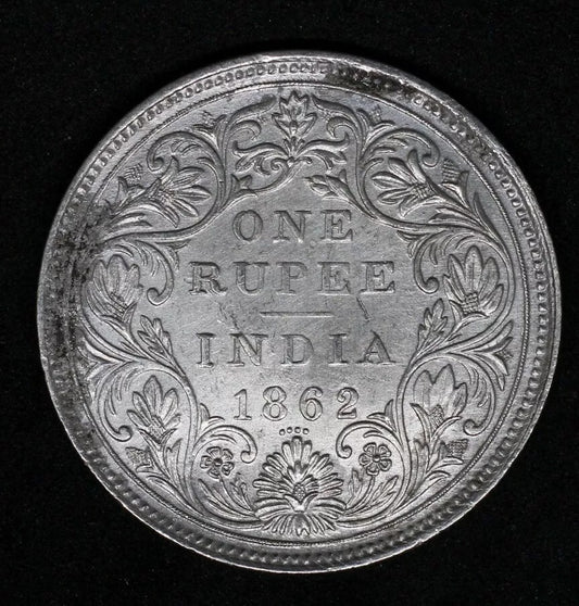 1862 India-British Rupee Victoria KM 473.1 aEF